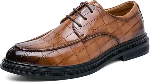 Men's Patent Leather Brogue Oxfords Fashion Comfortable Pointed Toe Lace-up Wingtips Dress Wedding Business Derbys Shoes