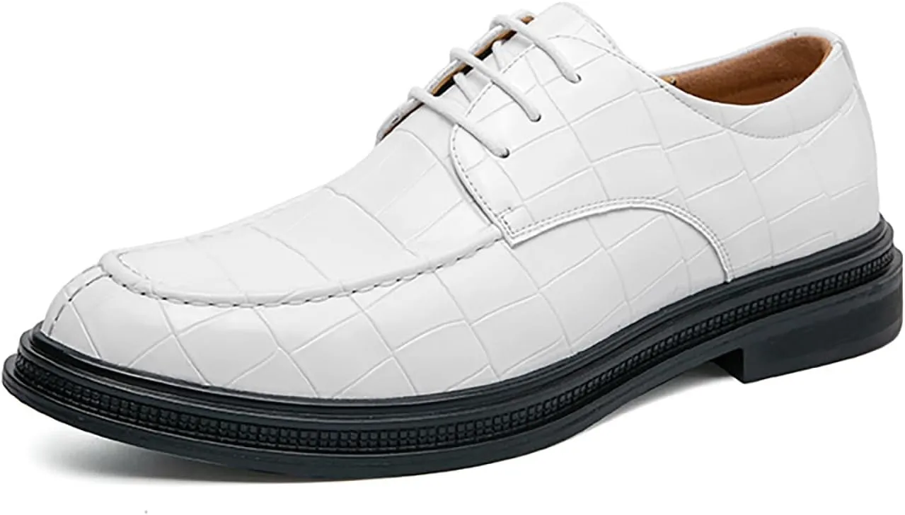 Men's Patent Leather Brogue Oxfords Fashion Comfortable Pointed Toe Lace-up Wingtips Dress Wedding Business Derbys Shoes