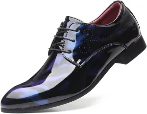 Men's Patent Leather Tuxedo Dress Shoes Formal Oxfords Business Derby Comfortable Classic Wedding Party Shoes