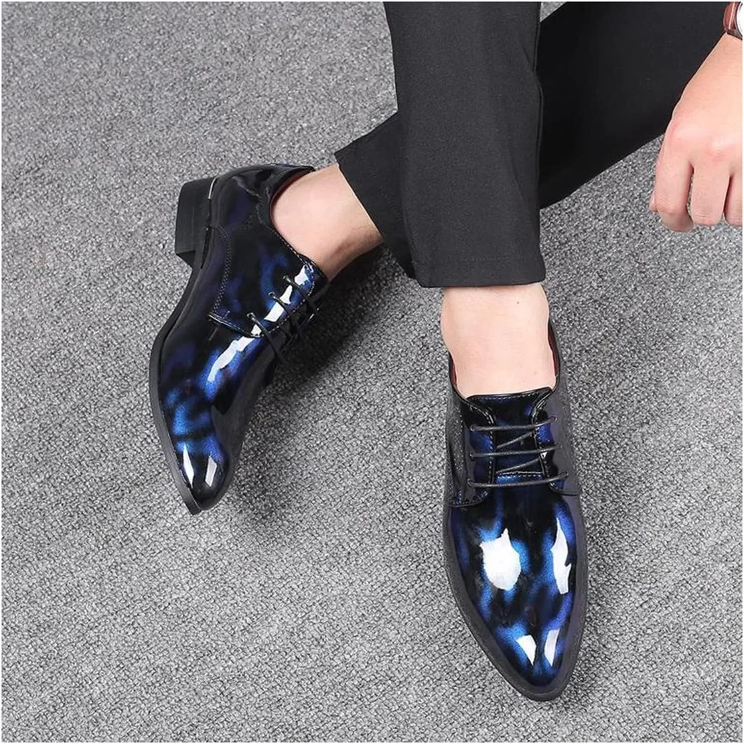 Men's Patent Leather Tuxedo Dress Shoes Formal Oxfords Business Derby Comfortable Classic Wedding Party Shoes