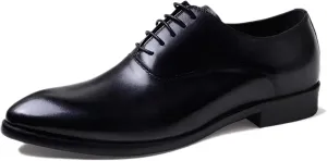 Mens Retro Formal Dress Oxfords Work Uniform Leather Lace-ups Wedding Party Derbys Breathable,Black-41