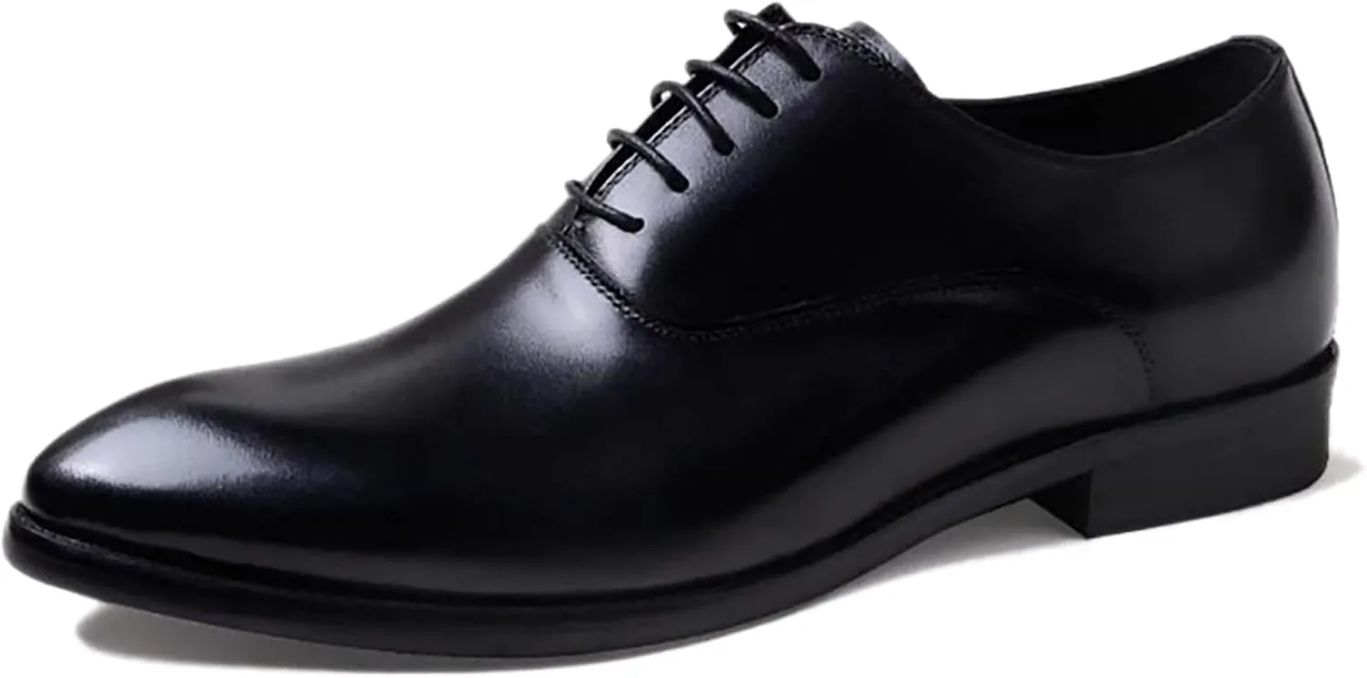 Mens Retro Formal Dress Oxfords Work Uniform Leather Lace-ups Wedding Party Derbys Breathable,Black-41