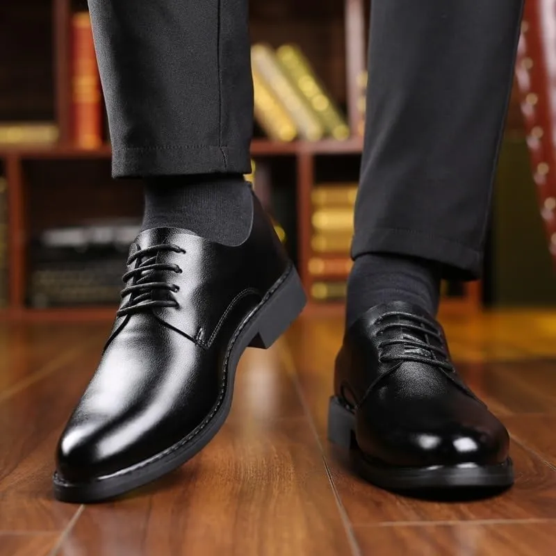 Men's Round Toe Dress Shoes, Men's Modern Formal Leather Shoes Casual Loafers Comfortable Business Walking Daily Wedding Oxfords Office Shoes