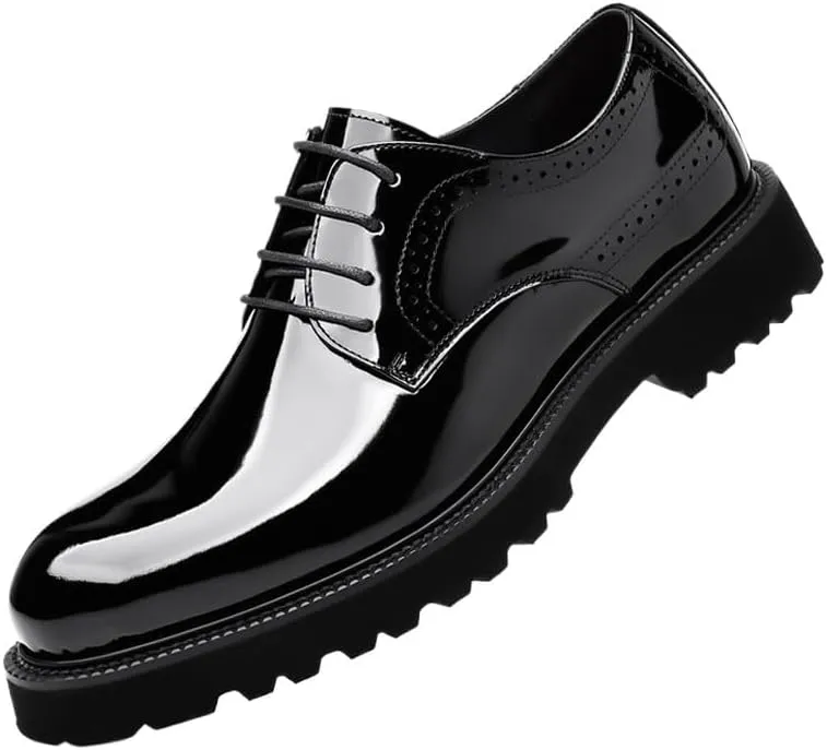 Men's Shiny Genuine Leather Dress Shoes Business Loafers England Flats Breathable Sport Outdoor Footwear Formal Leather Shoes for Weddings Office Prom