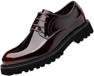 Men's Shiny Genuine Leather Dress Shoes Business Loafers England Flats Breathable Sport Outdoor Footwear Formal Leather Shoes for Weddings Office Prom