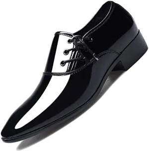 Men's Shiny Patent Leather Slip-Ons Loafers Comfort Mens Business Casual Dress Shoes
