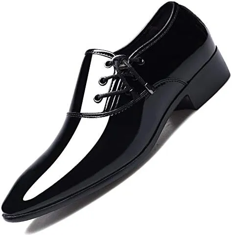 Men's Shiny Patent Leather Slip-Ons Loafers Comfort Mens Business Casual Dress Shoes