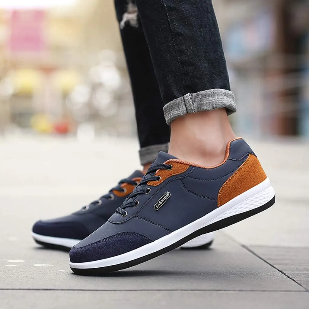Mens Shoes Athletic Sneakers All Seasons Solid Lace Up Jogging for Outdoor Park Walking Gym Workout, Non Slip Comfy Sneaker