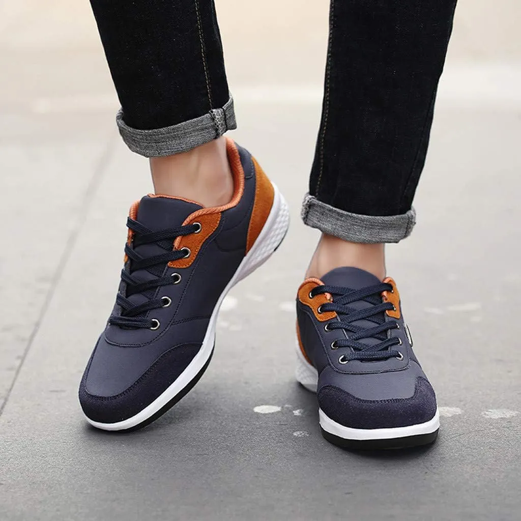 Mens Shoes Athletic Sneakers All Seasons Solid Lace Up Jogging for Outdoor Park Walking Gym Workout, Non Slip Comfy Sneaker