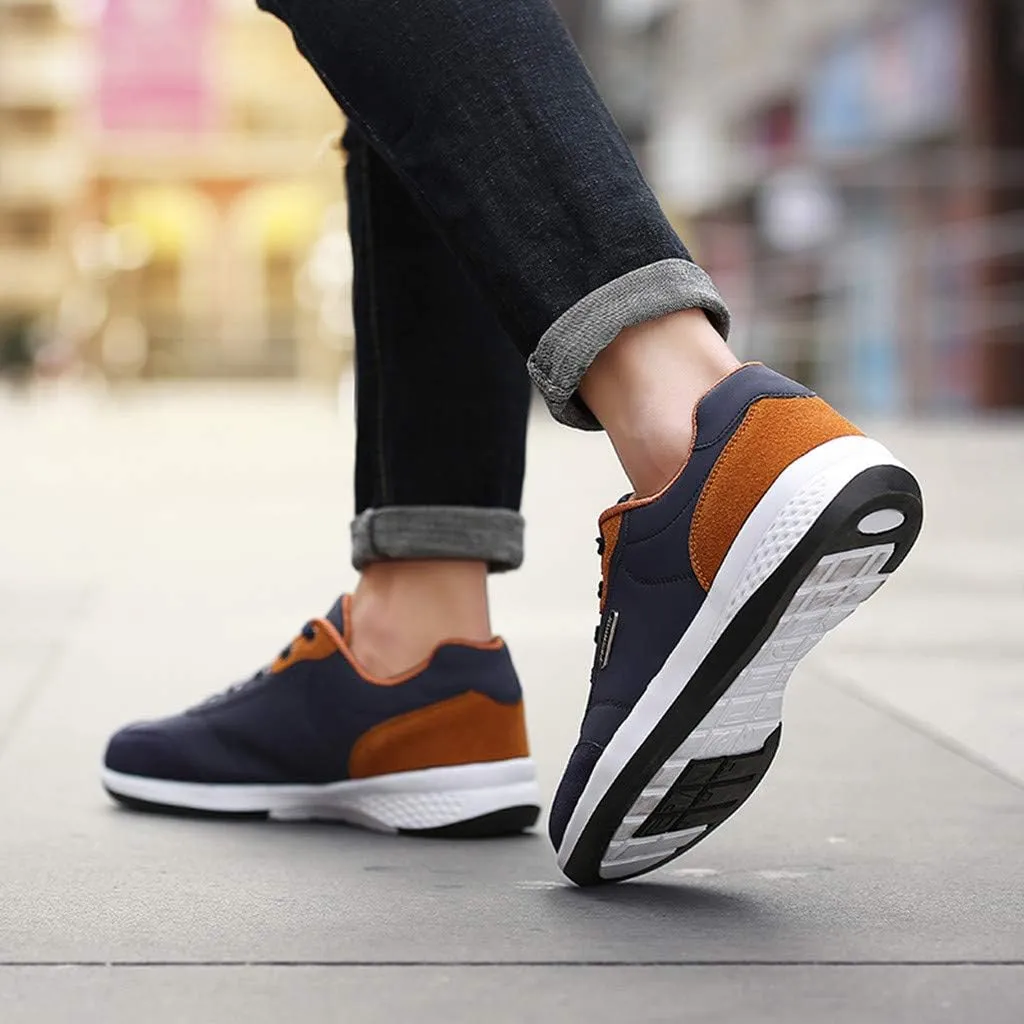 Mens Shoes Athletic Sneakers All Seasons Solid Lace Up Jogging for Outdoor Park Walking Gym Workout, Non Slip Comfy Sneaker