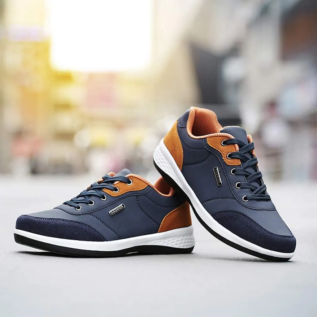 Mens Shoes Athletic Sneakers All Seasons Solid Lace Up Jogging for Outdoor Park Walking Gym Workout, Non Slip Comfy Sneaker