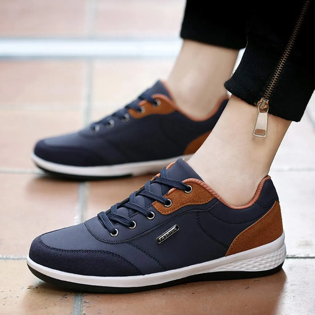 Mens Shoes Athletic Sneakers All Seasons Solid Lace Up Jogging for Outdoor Park Walking Gym Workout, Non Slip Comfy Sneaker