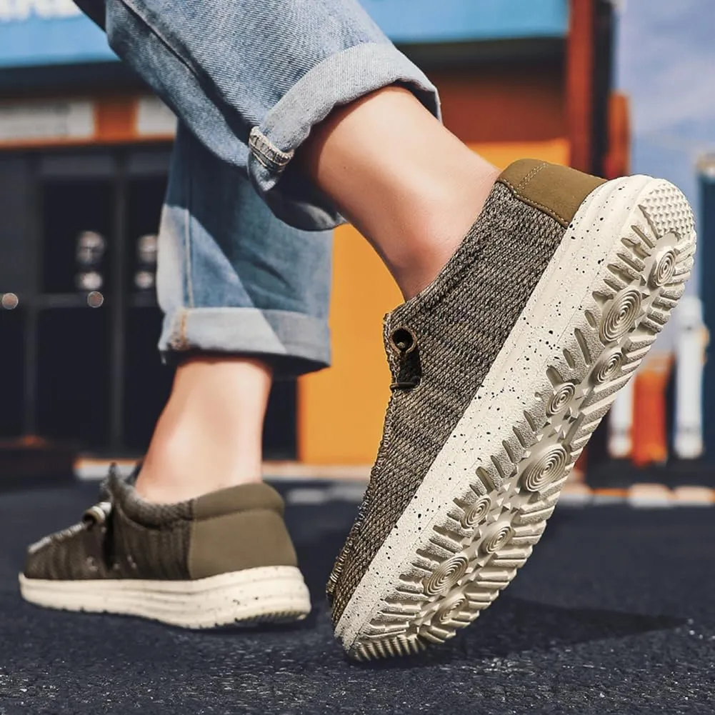 Mens Slip On Shoes, Loafers Non Slip Comfortable House Light-Weight Boat Shoes, Casual Canvas Zero Drop Shoes Wide Toe Width Knitted for Sneakers