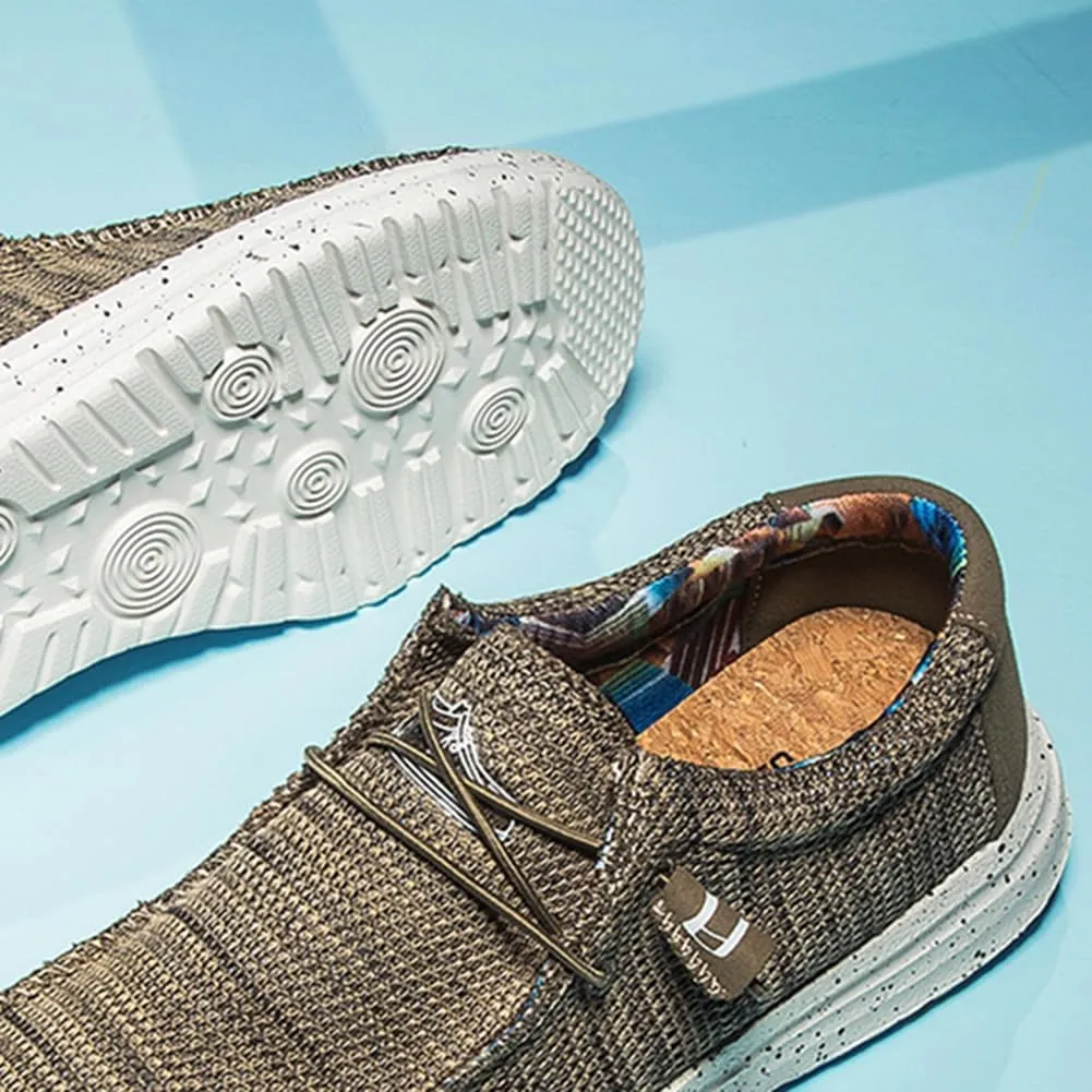 Mens Slip On Shoes, Loafers Non Slip Comfortable House Light-Weight Boat Shoes, Casual Canvas Zero Drop Shoes Wide Toe Width Knitted for Sneakers