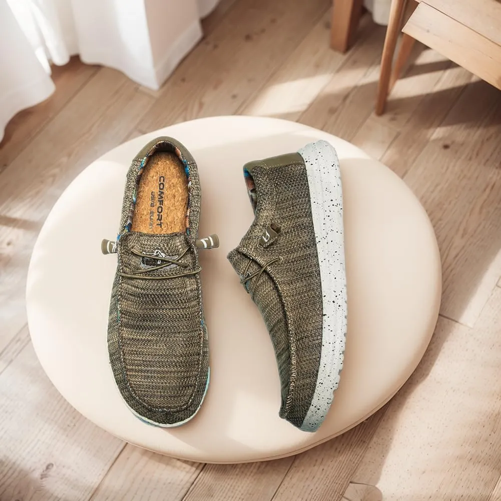 Mens Slip On Shoes, Loafers Non Slip Comfortable House Light-Weight Boat Shoes, Casual Canvas Zero Drop Shoes Wide Toe Width Knitted for Sneakers