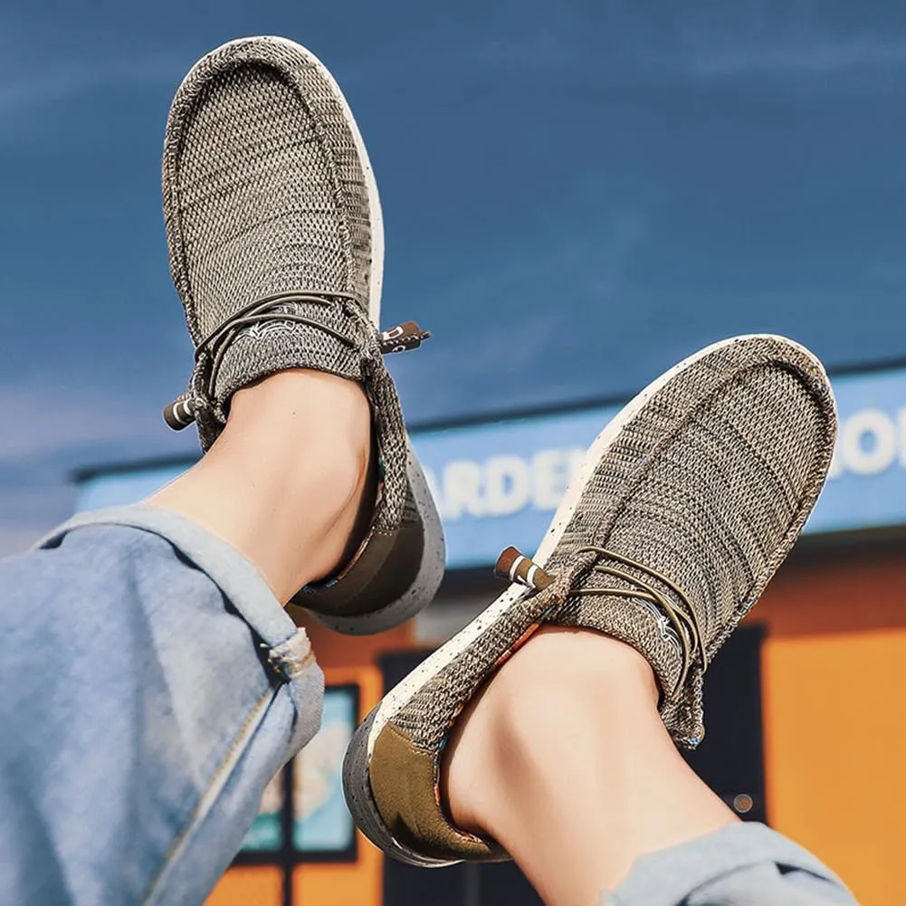 Mens Slip On Shoes, Loafers Non Slip Comfortable House Light-Weight Boat Shoes, Casual Canvas Zero Drop Shoes Wide Toe Width Knitted for Sneakers