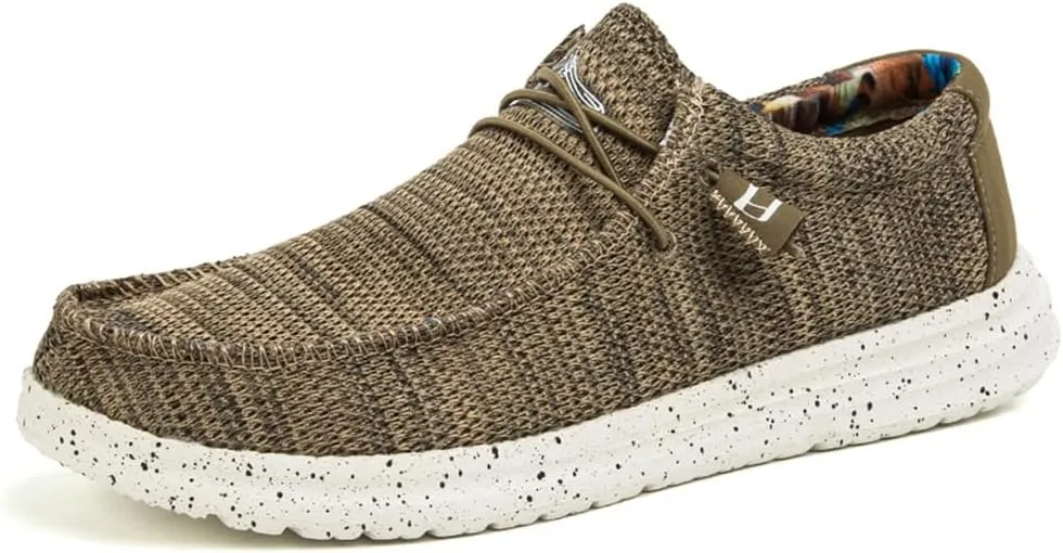 Mens Slip On Shoes, Loafers Non Slip Comfortable House Light-Weight Boat Shoes, Casual Canvas Zero Drop Shoes Wide Toe Width Knitted for Sneakers