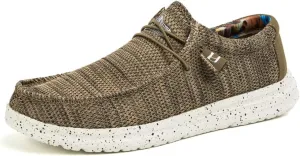 Mens Slip On Shoes, Loafers Non Slip Comfortable House Light-Weight Boat Shoes, Casual Canvas Zero Drop Shoes Wide Toe Width Knitted for Sneakers