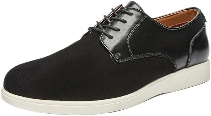Men's Suede Lace Up Platform Oxfords Casual Comfortable Round Toe Anti-Slip Dress Shoes Daily Business Work Office Derbys