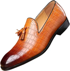 Mens Tassel Loafers Casual Shoes Loafers Men Slip On Fashion Wing Tip Pattern Oxford Shoes Formal Leather Shoes Business Work Casual Shoes for Men