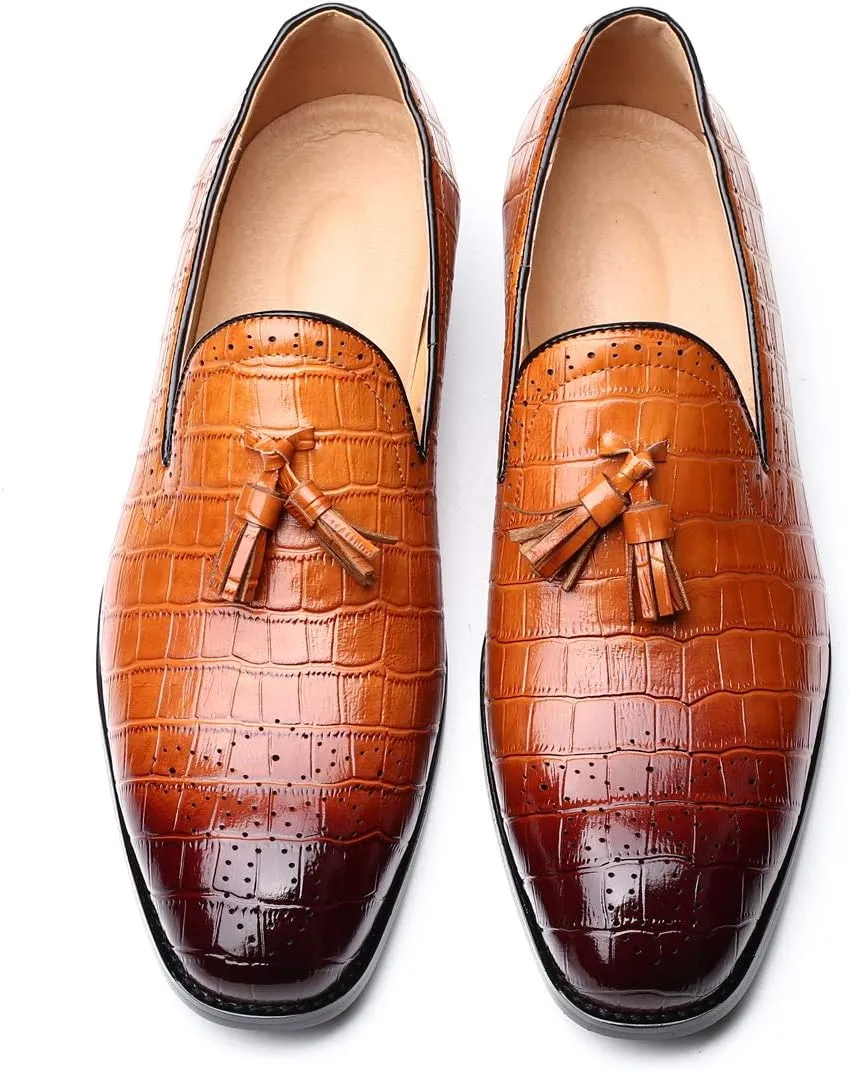 Mens Tassel Loafers Casual Shoes Loafers Men Slip On Fashion Wing Tip Pattern Oxford Shoes Formal Leather Shoes Business Work Casual Shoes for Men