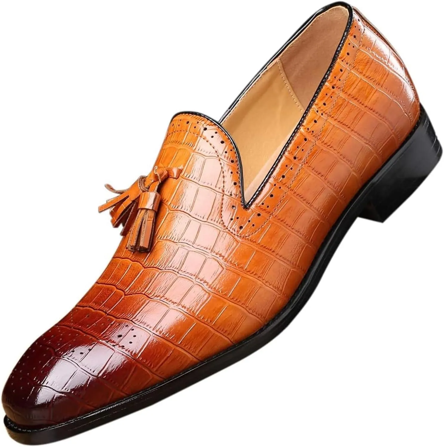 Mens Tassel Loafers Casual Shoes Loafers Men Slip On Fashion Wing Tip Pattern Oxford Shoes Formal Leather Shoes Business Work Casual Shoes for Men