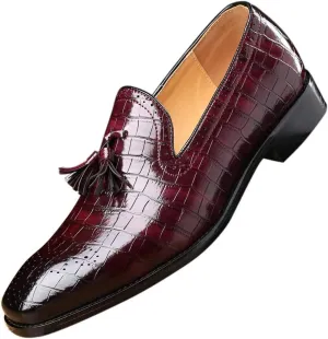 Mens Tassel Loafers Casual Shoes Loafers Men Slip On Fashion Wing Tip Pattern Oxford Shoes Formal Leather Shoes Business Work Casual Shoes for Men