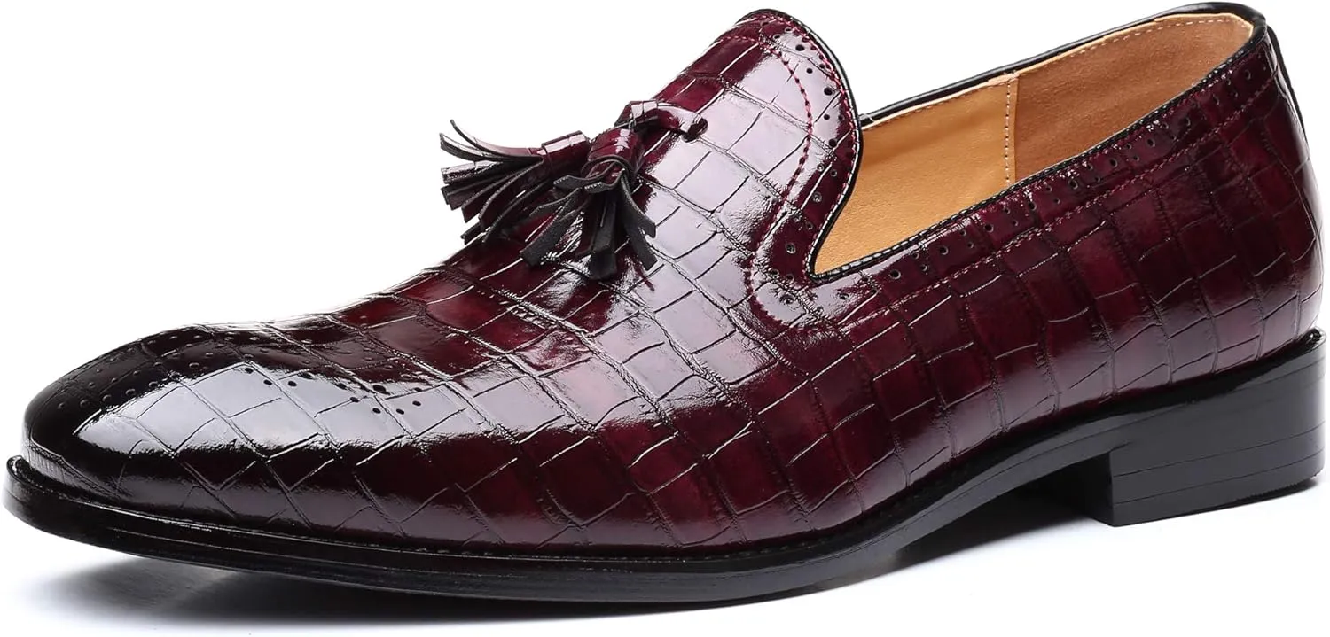 Mens Tassel Loafers Casual Shoes Loafers Men Slip On Fashion Wing Tip Pattern Oxford Shoes Formal Leather Shoes Business Work Casual Shoes for Men