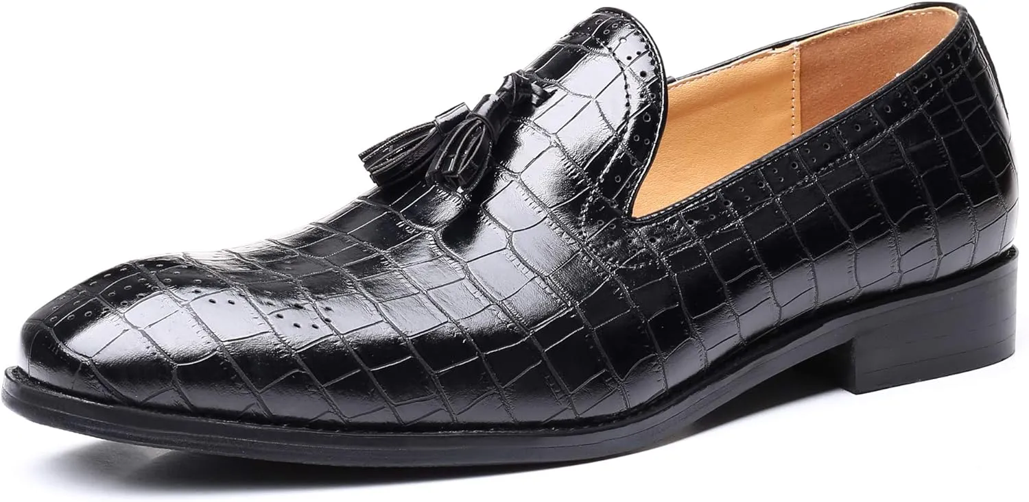 Mens Tassel Loafers Casual Shoes Loafers Men Slip On Fashion Wing Tip Pattern Oxford Shoes Formal Leather Shoes Business Work Casual Shoes for Men