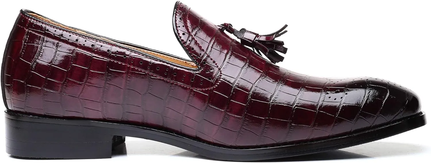 Mens Tassel Loafers Casual Shoes Loafers Men Slip On Fashion Wing Tip Pattern Oxford Shoes Formal Leather Shoes Business Work Casual Shoes for Men