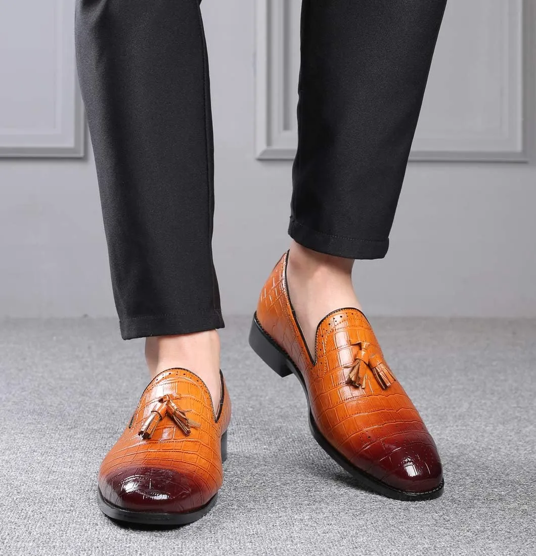 Mens Tassel Loafers Casual Shoes Loafers Men Slip On Fashion Wing Tip Pattern Oxford Shoes Formal Leather Shoes Business Work Casual Shoes for Men