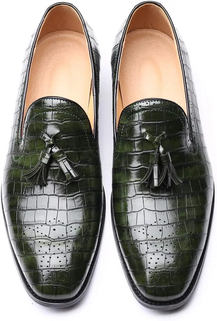 Mens Tassel Loafers Casual Shoes Loafers Men Slip On Fashion Wing Tip Pattern Oxford Shoes Formal Leather Shoes Business Work Casual Shoes for Men