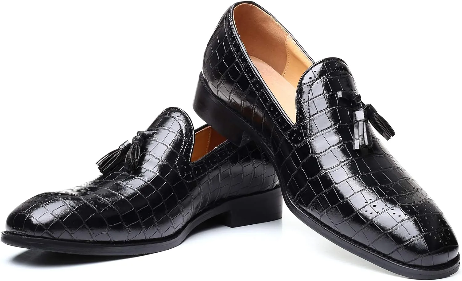 Mens Tassel Loafers Casual Shoes Loafers Men Slip On Fashion Wing Tip Pattern Oxford Shoes Formal Leather Shoes Business Work Casual Shoes for Men