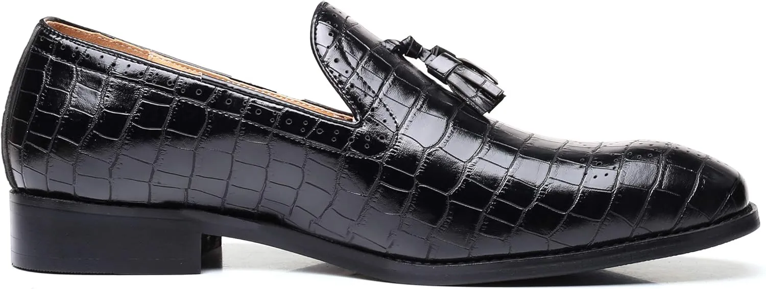 Mens Tassel Loafers Casual Shoes Loafers Men Slip On Fashion Wing Tip Pattern Oxford Shoes Formal Leather Shoes Business Work Casual Shoes for Men