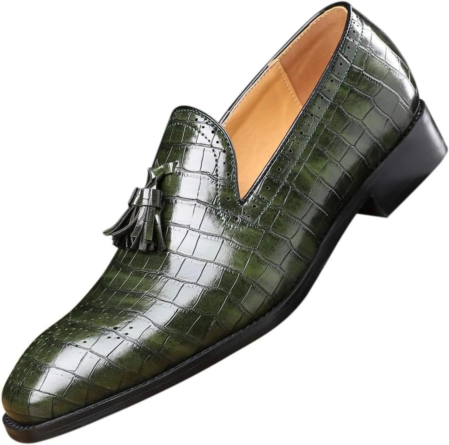 Mens Tassel Loafers Casual Shoes Loafers Men Slip On Fashion Wing Tip Pattern Oxford Shoes Formal Leather Shoes Business Work Casual Shoes for Men