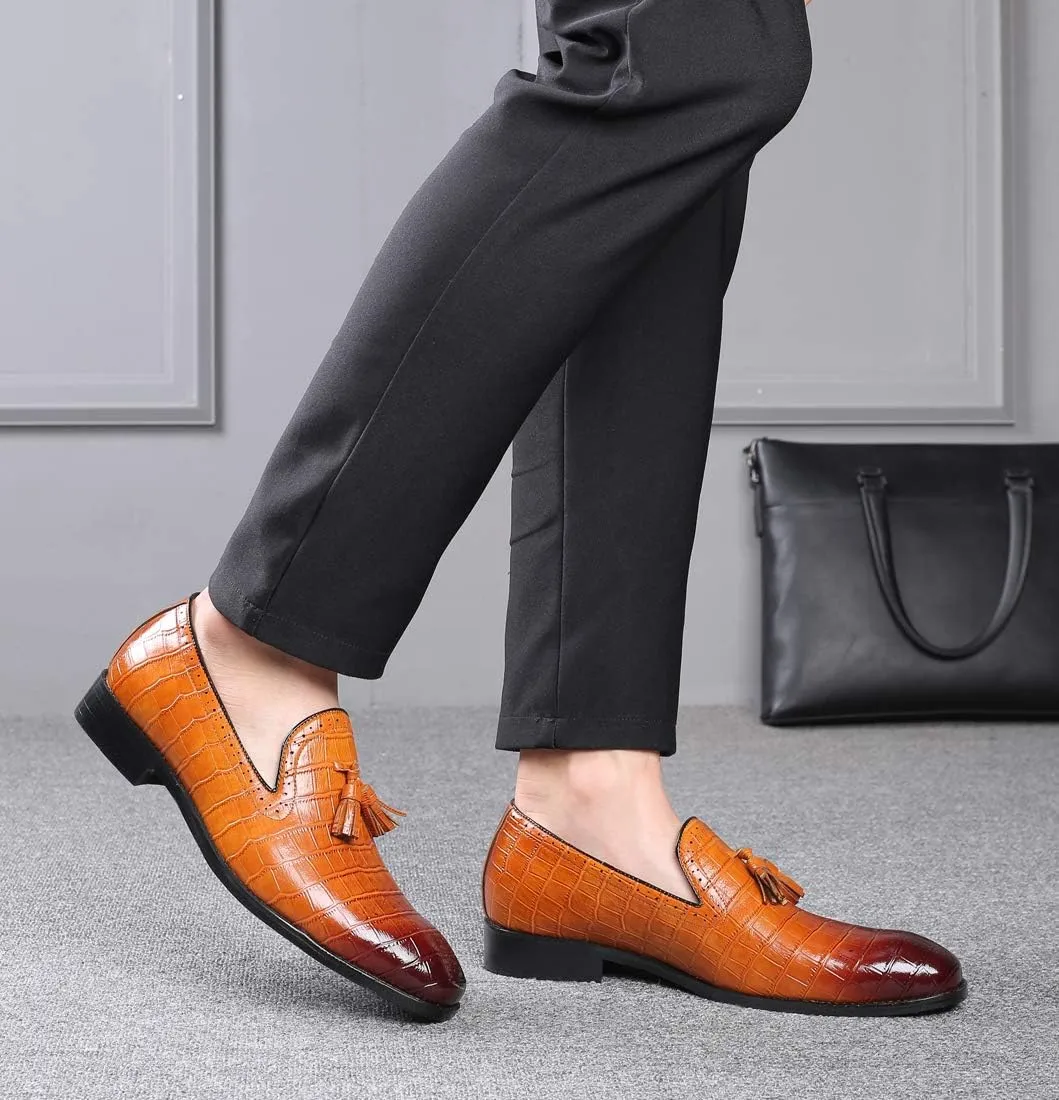 Mens Tassel Loafers Casual Shoes Loafers Men Slip On Fashion Wing Tip Pattern Oxford Shoes Formal Leather Shoes Business Work Casual Shoes for Men