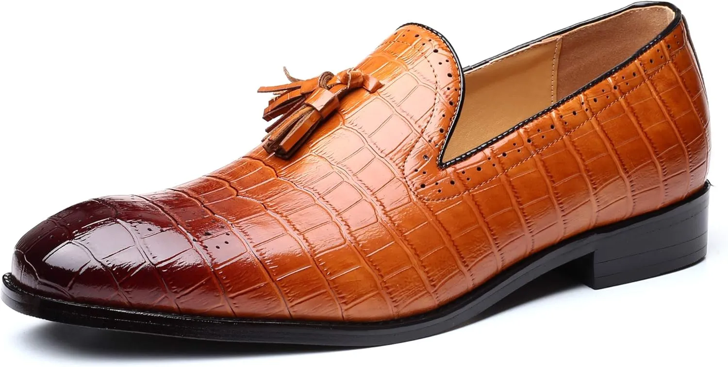 Mens Tassel Loafers Casual Shoes Loafers Men Slip On Fashion Wing Tip Pattern Oxford Shoes Formal Leather Shoes Business Work Casual Shoes for Men