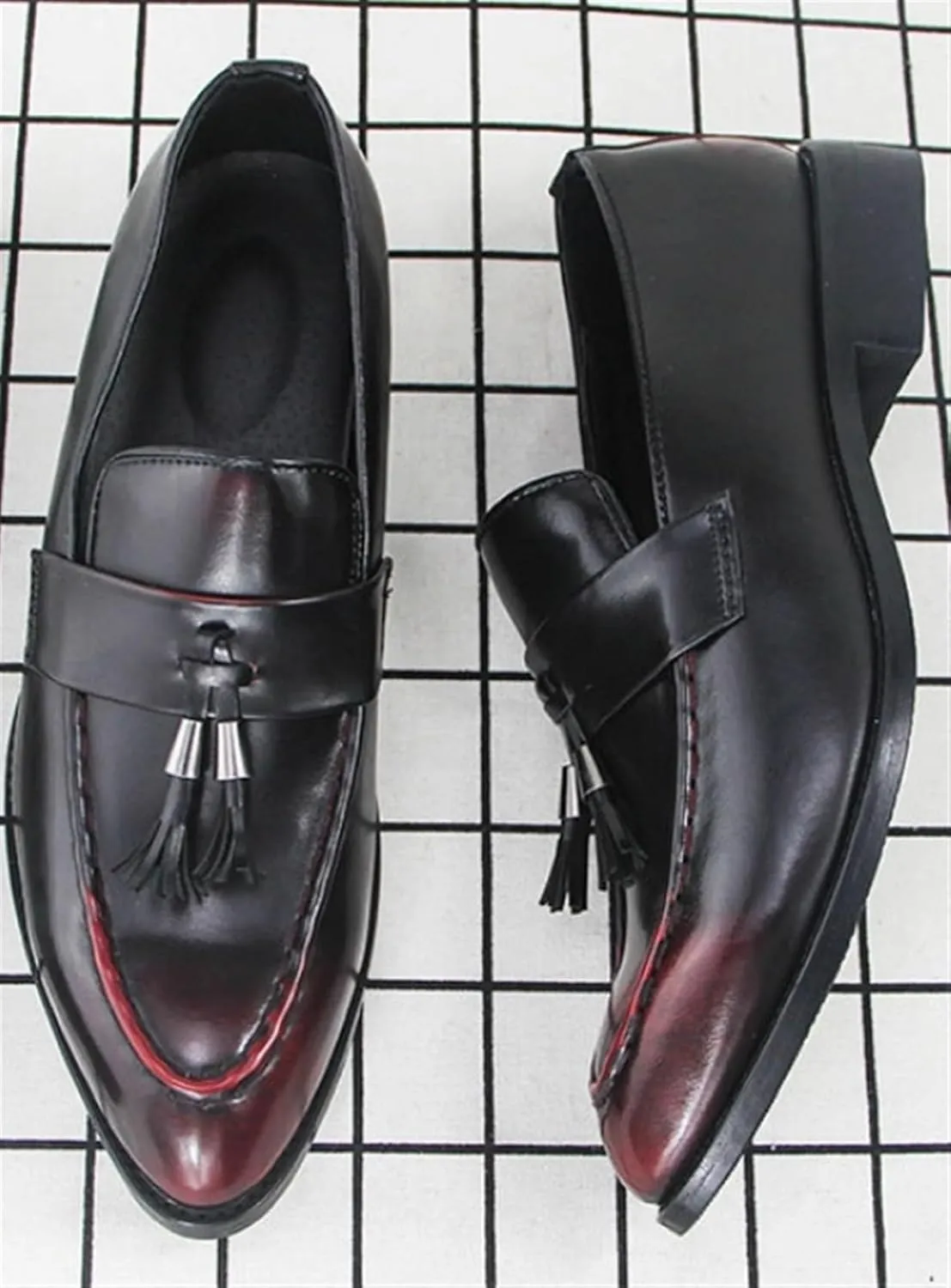 Men's Tassel Loafers Comfort Casual Slip-on Loafer Shoe Business Dress Penny Platform Loafers Outdoor Casual Comfortable Round Toe Formal Leather Shoes for Men