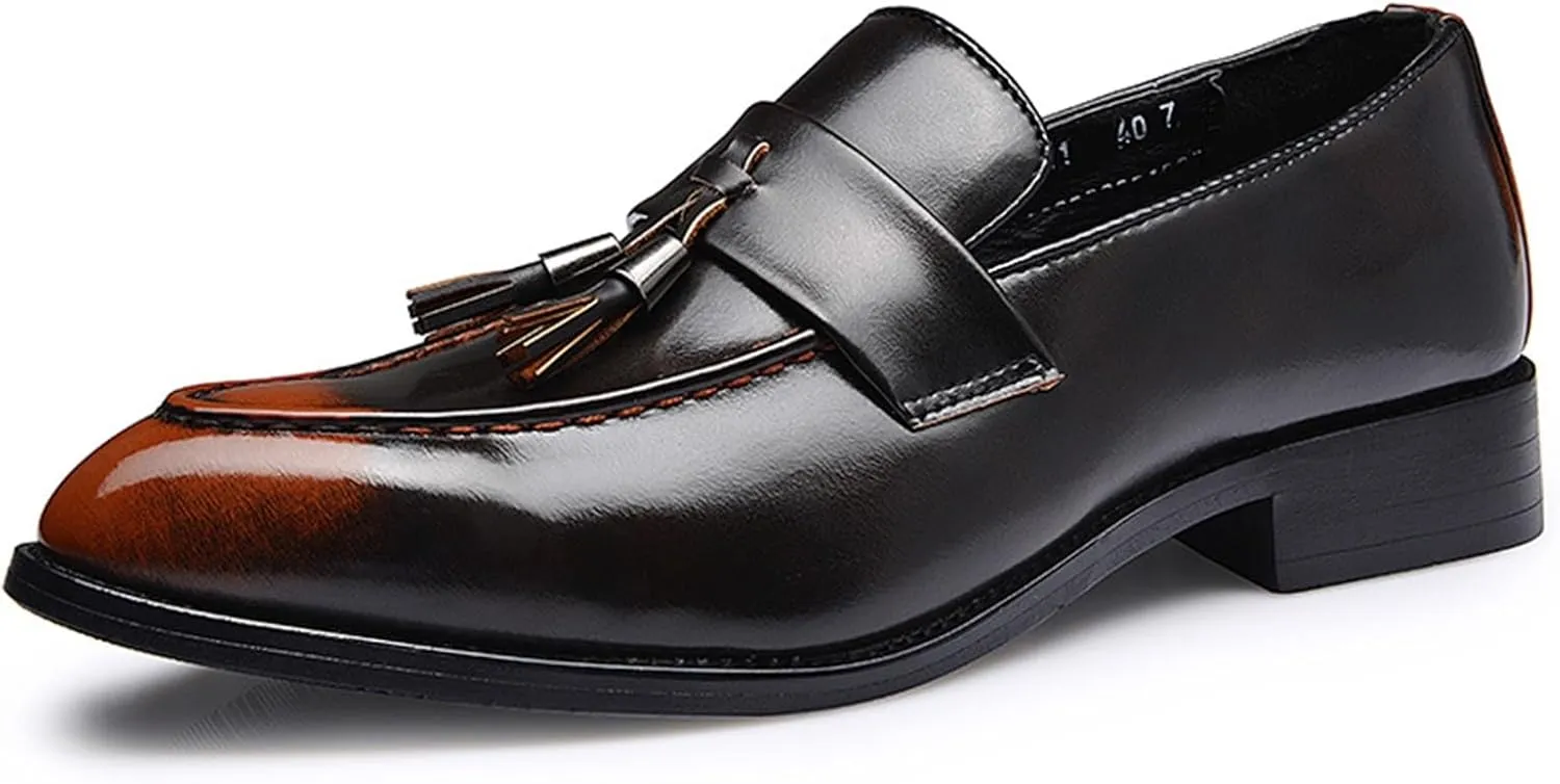 Men's Tassel Loafers Comfort Casual Slip-on Loafer Shoe Business Dress Penny Platform Loafers Outdoor Casual Comfortable Round Toe Formal Leather Shoes for Men