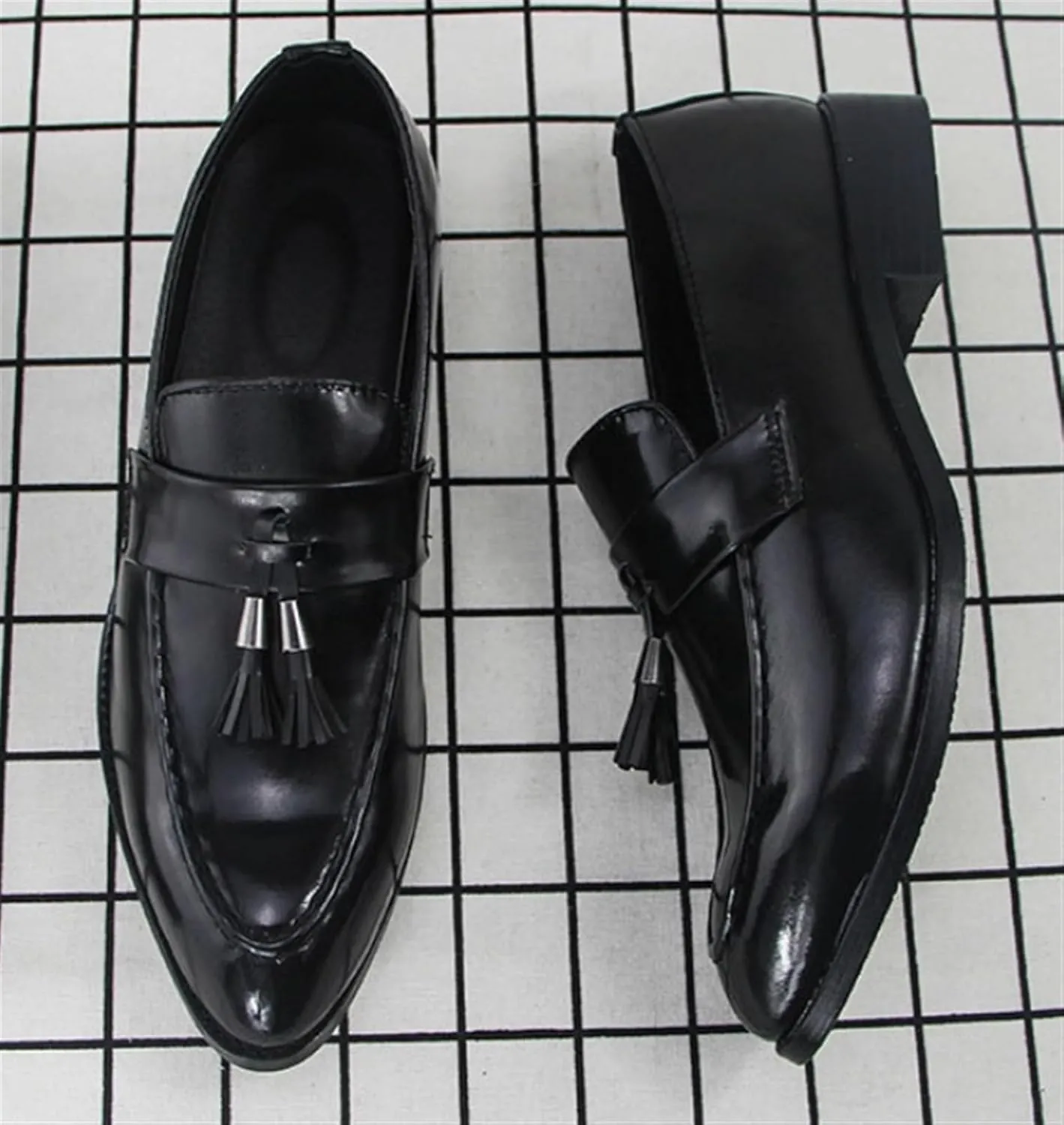 Men's Tassel Loafers Comfort Casual Slip-on Loafer Shoe Business Dress Penny Platform Loafers Outdoor Casual Comfortable Round Toe Formal Leather Shoes for Men