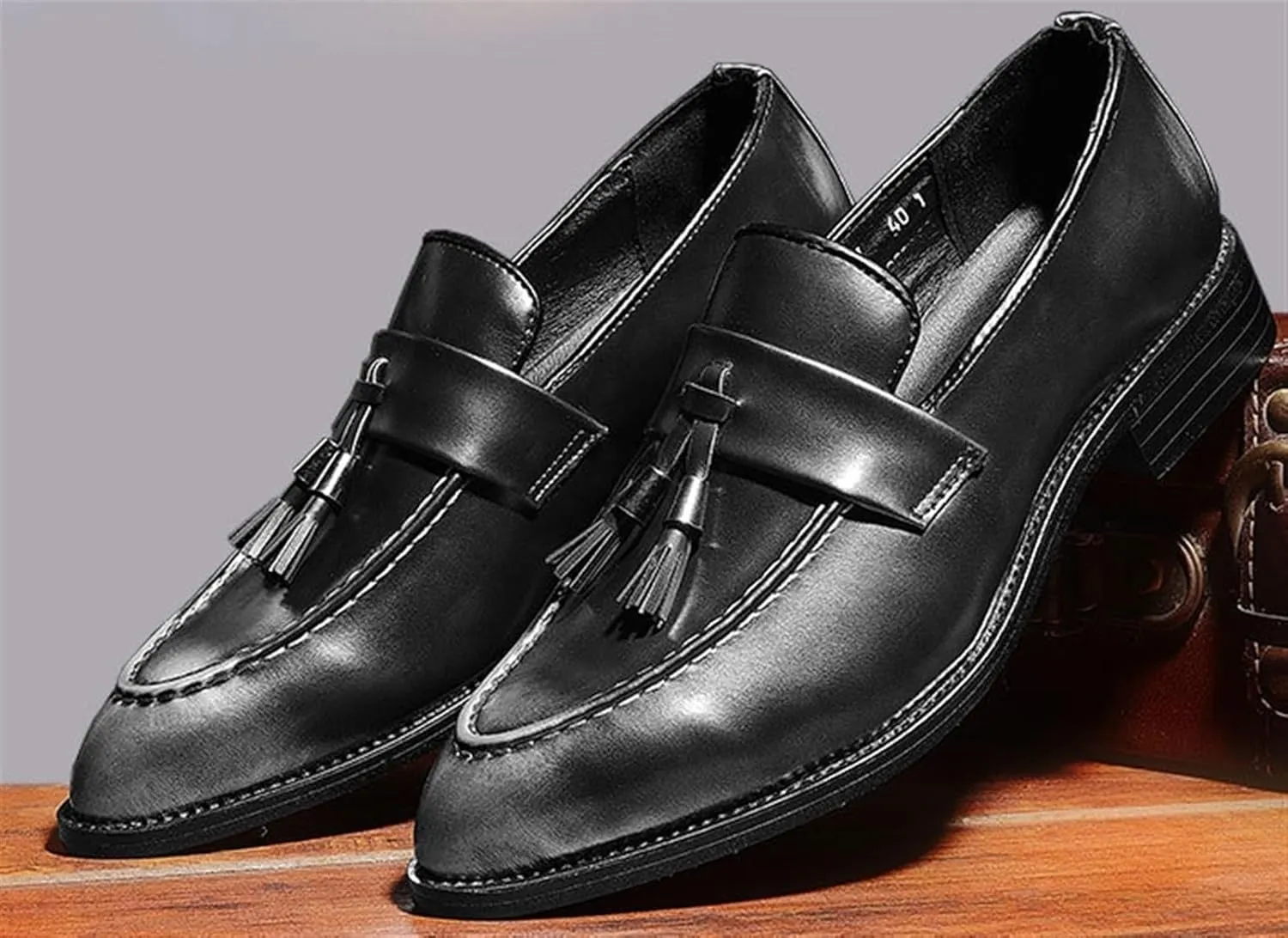 Men's Tassel Loafers Comfort Casual Slip-on Loafer Shoe Business Dress Penny Platform Loafers Outdoor Casual Comfortable Round Toe Formal Leather Shoes for Men