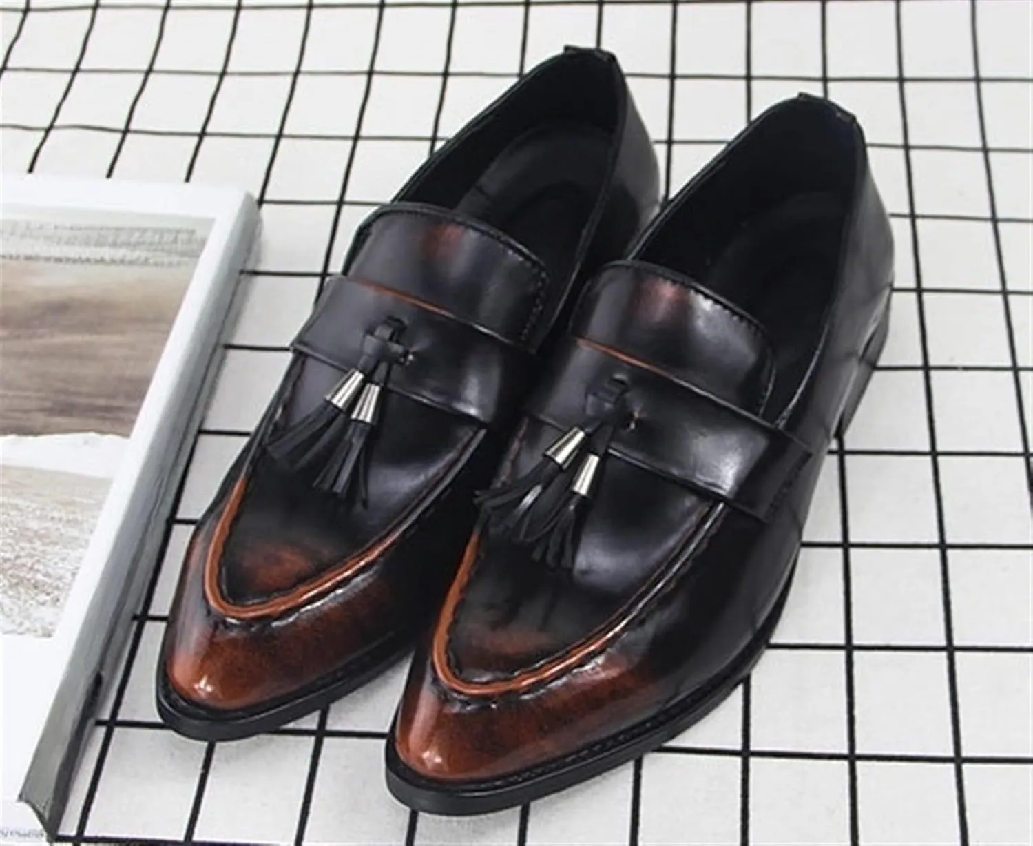 Men's Tassel Loafers Comfort Casual Slip-on Loafer Shoe Business Dress Penny Platform Loafers Outdoor Casual Comfortable Round Toe Formal Leather Shoes for Men