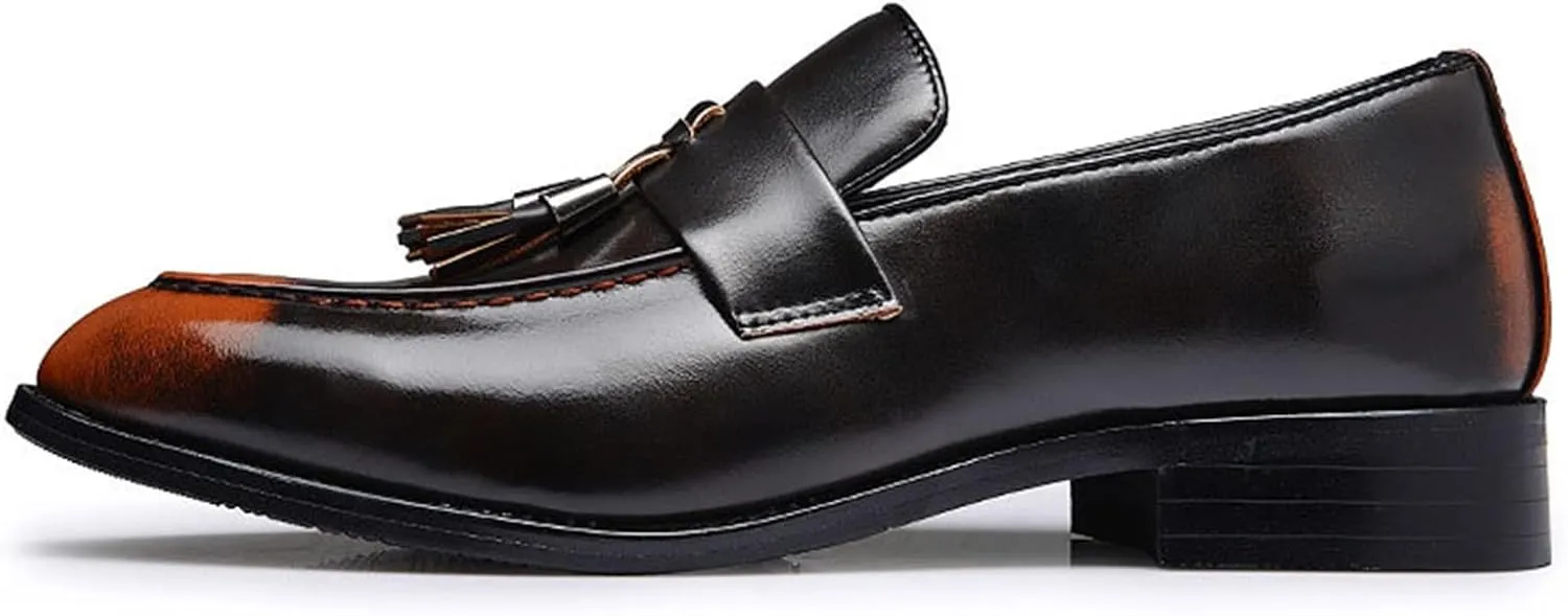 Men's Tassel Loafers Comfort Casual Slip-on Loafer Shoe Business Dress Penny Platform Loafers Outdoor Casual Comfortable Round Toe Formal Leather Shoes for Men