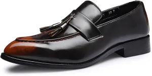 Men's Tassel Loafers Comfort Casual Slip-on Loafer Shoe Business Dress Penny Platform Loafers Outdoor Casual Comfortable Round Toe Formal Leather Shoes for Men