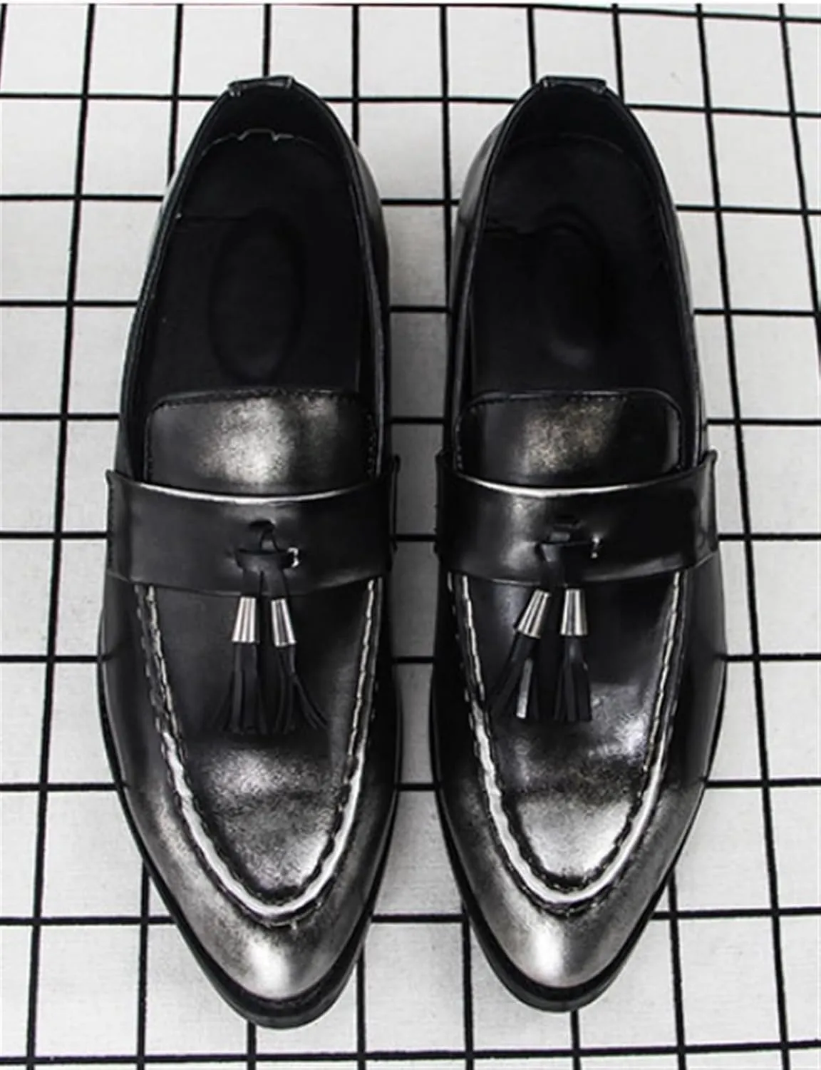 Men's Tassel Loafers Comfort Casual Slip-on Loafer Shoe Business Dress Penny Platform Loafers Outdoor Casual Comfortable Round Toe Formal Leather Shoes for Men
