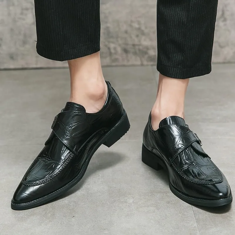 Men's Tuxedo Dress Shoes Fashion Pointed Toe Slip-On Oxford Formal Leather Shoes for Weddings Business Office Prom