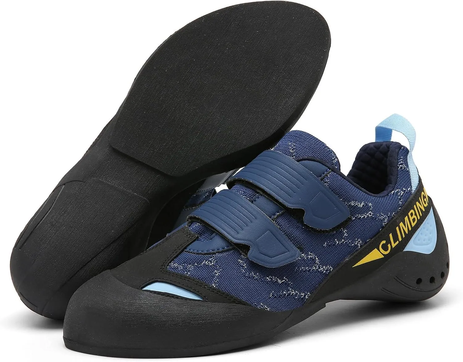 Men's Wall Climbing Shoes, Non-Slip Double-Strap Bouldering Sport Shoes Breathable Rock Climbing Shoes for Adult