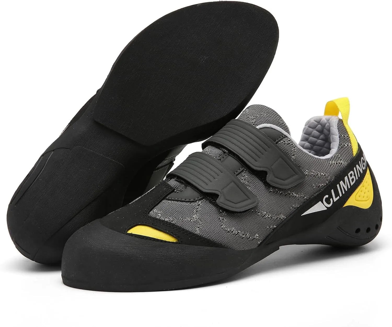 Men's Wall Climbing Shoes, Non-Slip Double-Strap Bouldering Sport Shoes Breathable Rock Climbing Shoes for Adult