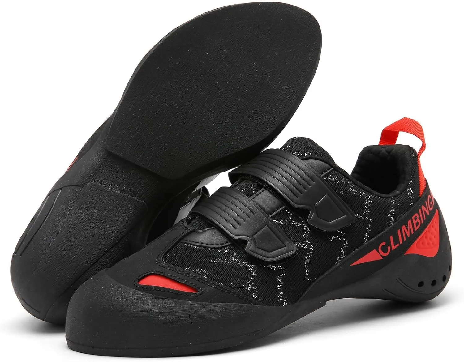 Men's Wall Climbing Shoes, Non-Slip Double-Strap Bouldering Sport Shoes Breathable Rock Climbing Shoes for Adult
