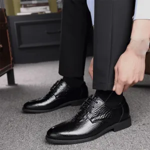 Mens Waterproof Dress Shoes Black All-Match Lace-up Oxford Shoes Men's Classic Business Formal Leather Shoes